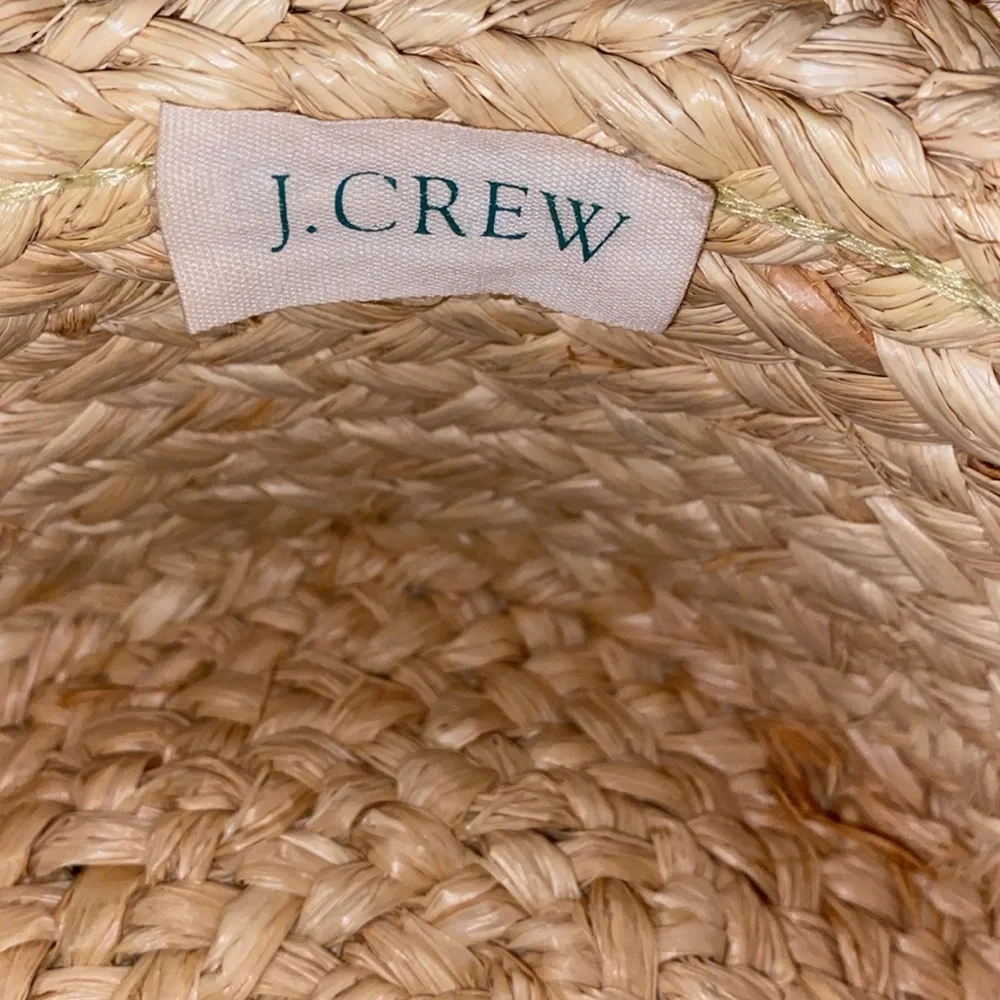 VTG J Crew Wide Braid Raffia Unisex Straw Sun Hat Size OS